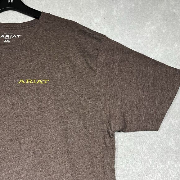 Ariat T-Shirt Mens XXL Brown Buckle Heather Graphic Logo Short Sleeve Western - Picture 5 of 12